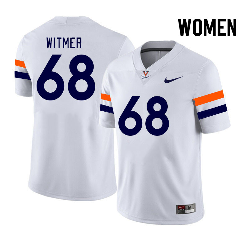 Women #68 Jack Witmer Virginia Cavaliers College Football Jerseys Stitched Sale-White - Click Image to Close